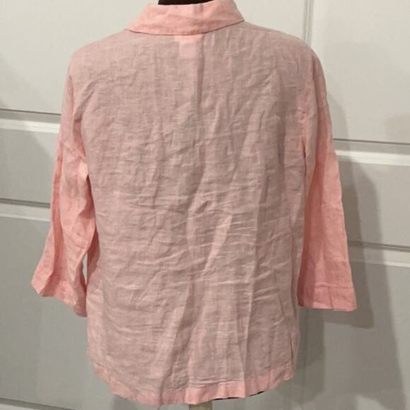 Sigrid Olsen Beachy Lagenlook Peach Pink 100% Linen Shirt Top Size Medium - Picture 6 of 9